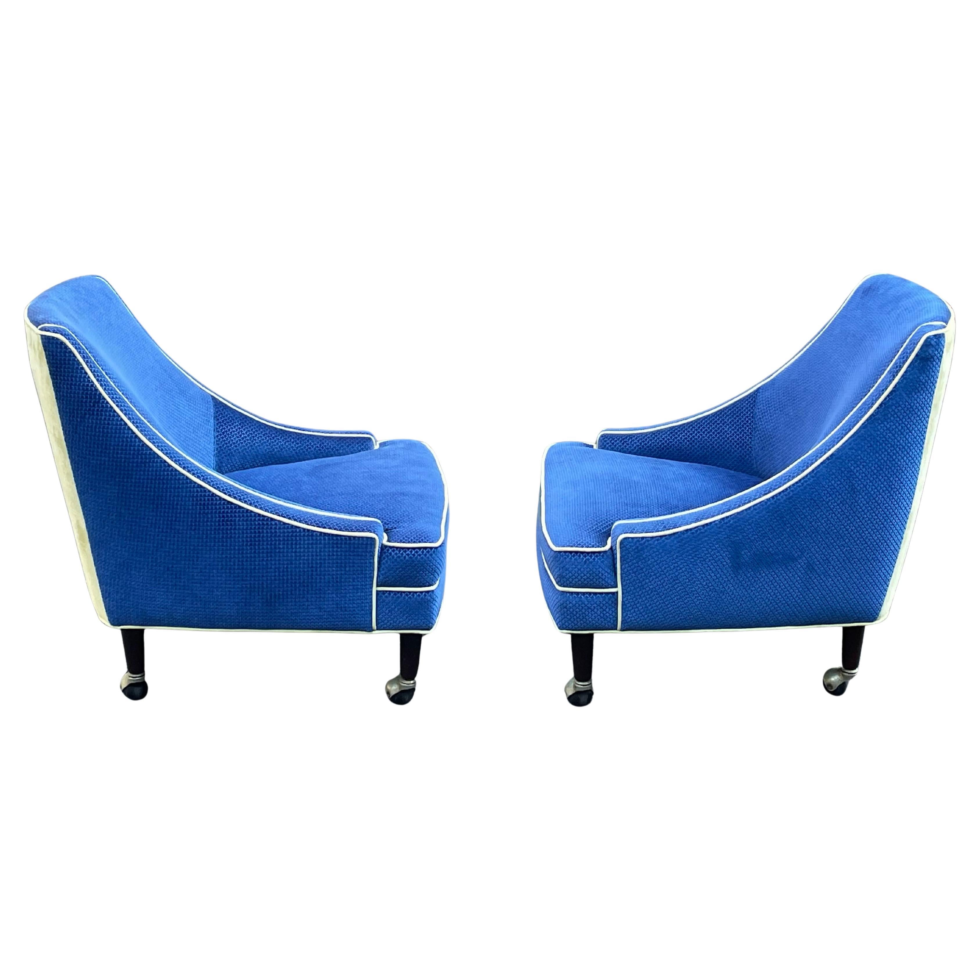 Harvey Probber Lounge Club Chairs in Blue - Circa 1960s 3