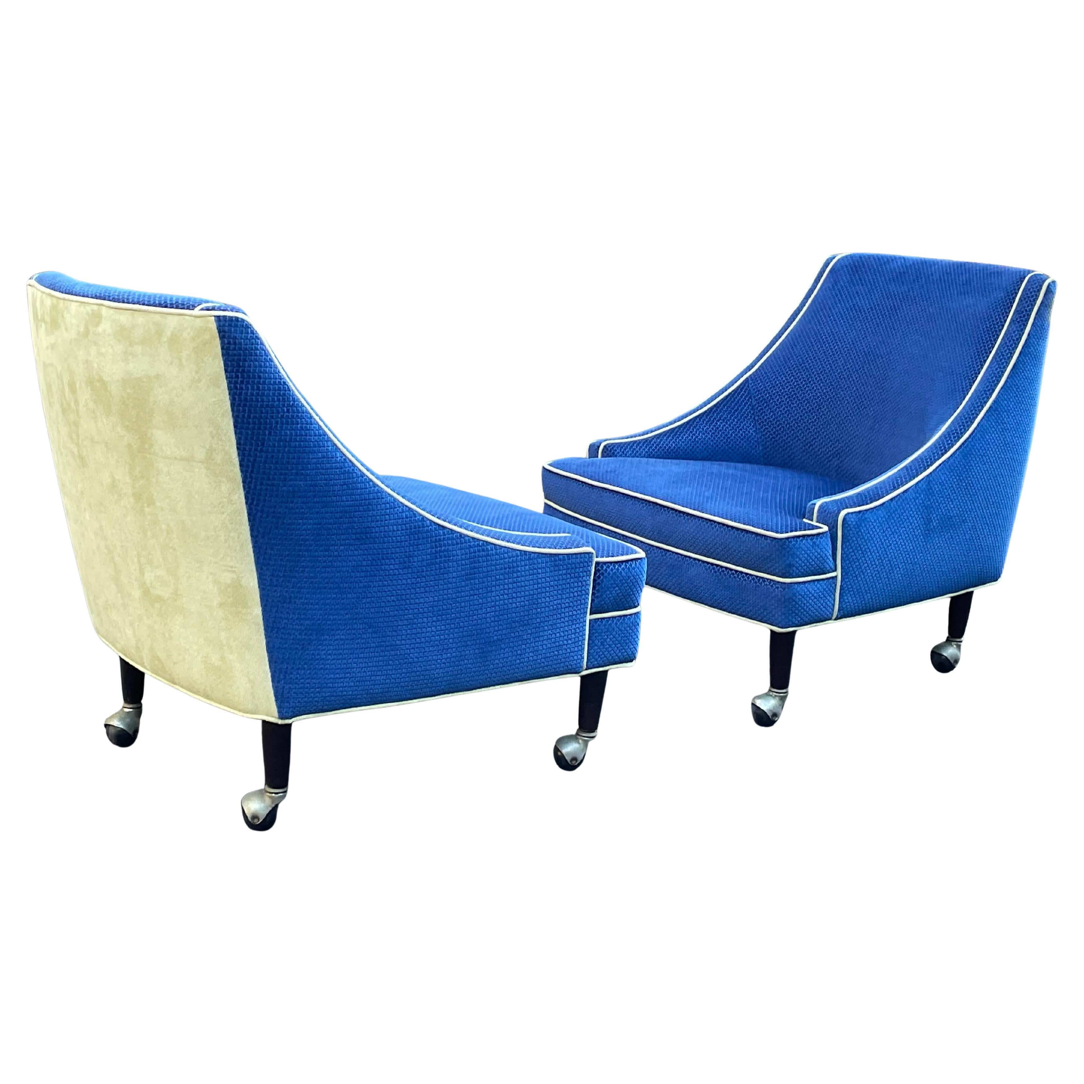 Harvey Probber Lounge Club Chairs in Blue - Circa 1960s 5