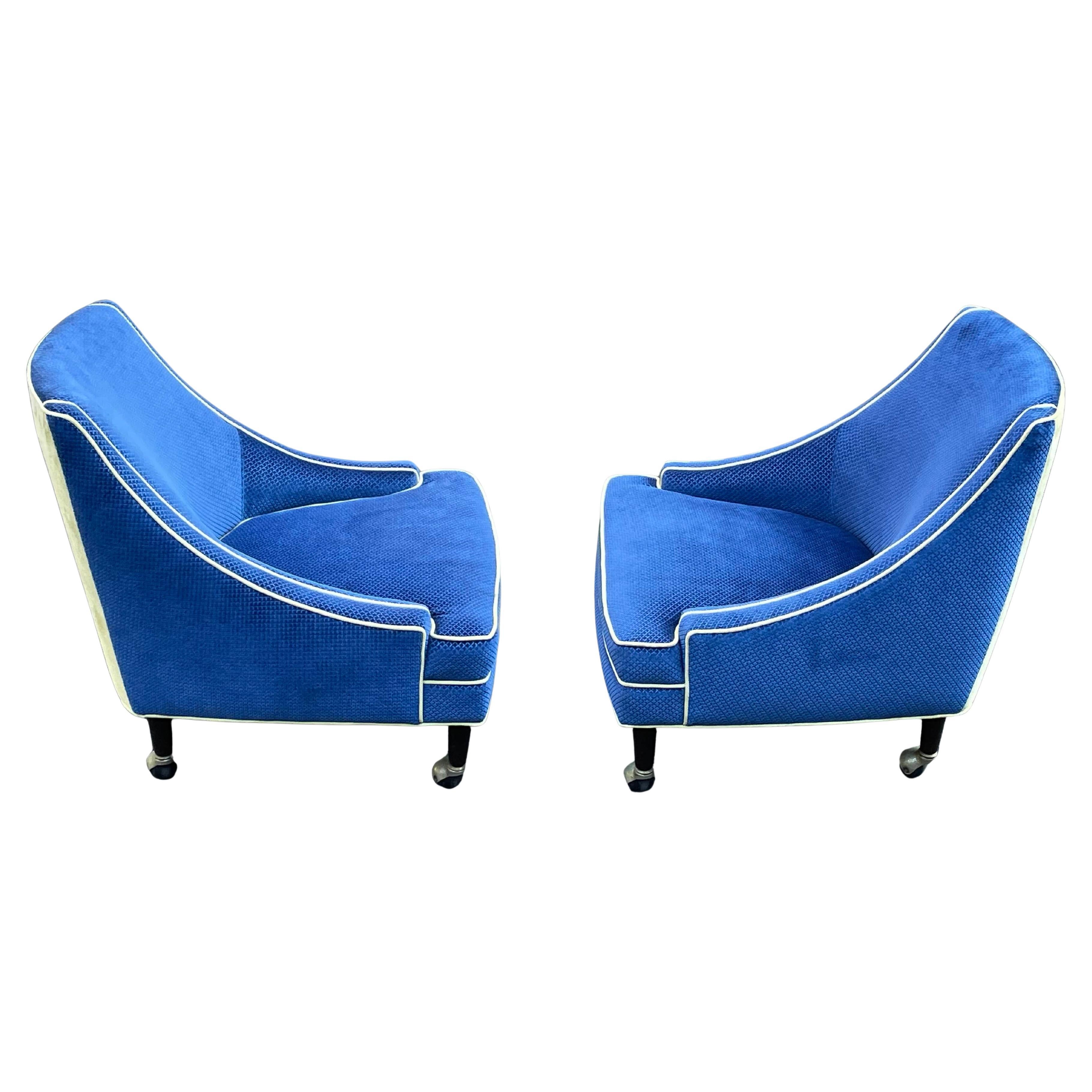Mid-Century Modern Harvey Probber Lounge Club Chairs in Blue - Circa 1960s