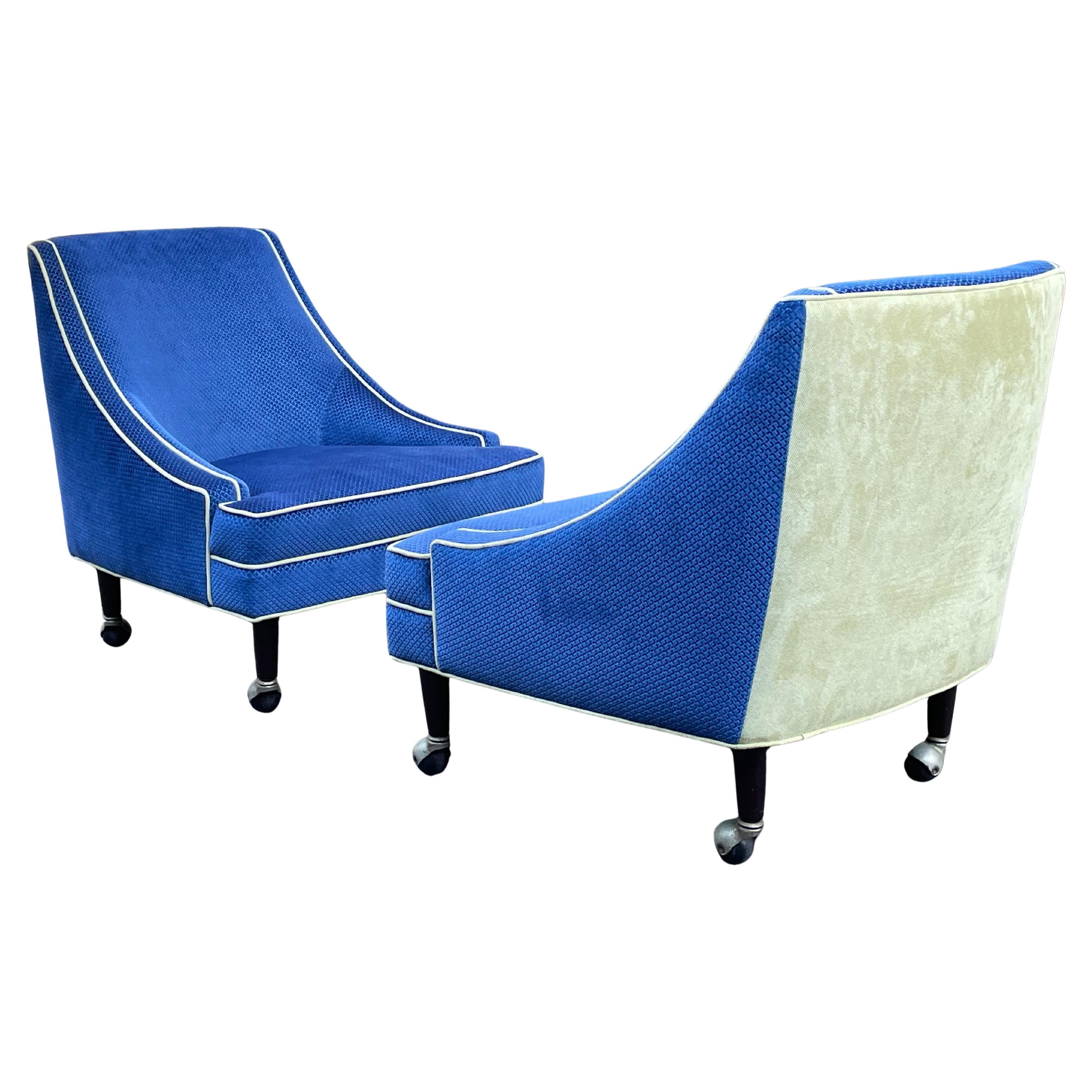 American Harvey Probber Lounge Club Chairs in Blue - Circa 1960s