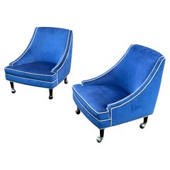 Harvey Probber Lounge Club Chairs in Blue - Circa 1960s