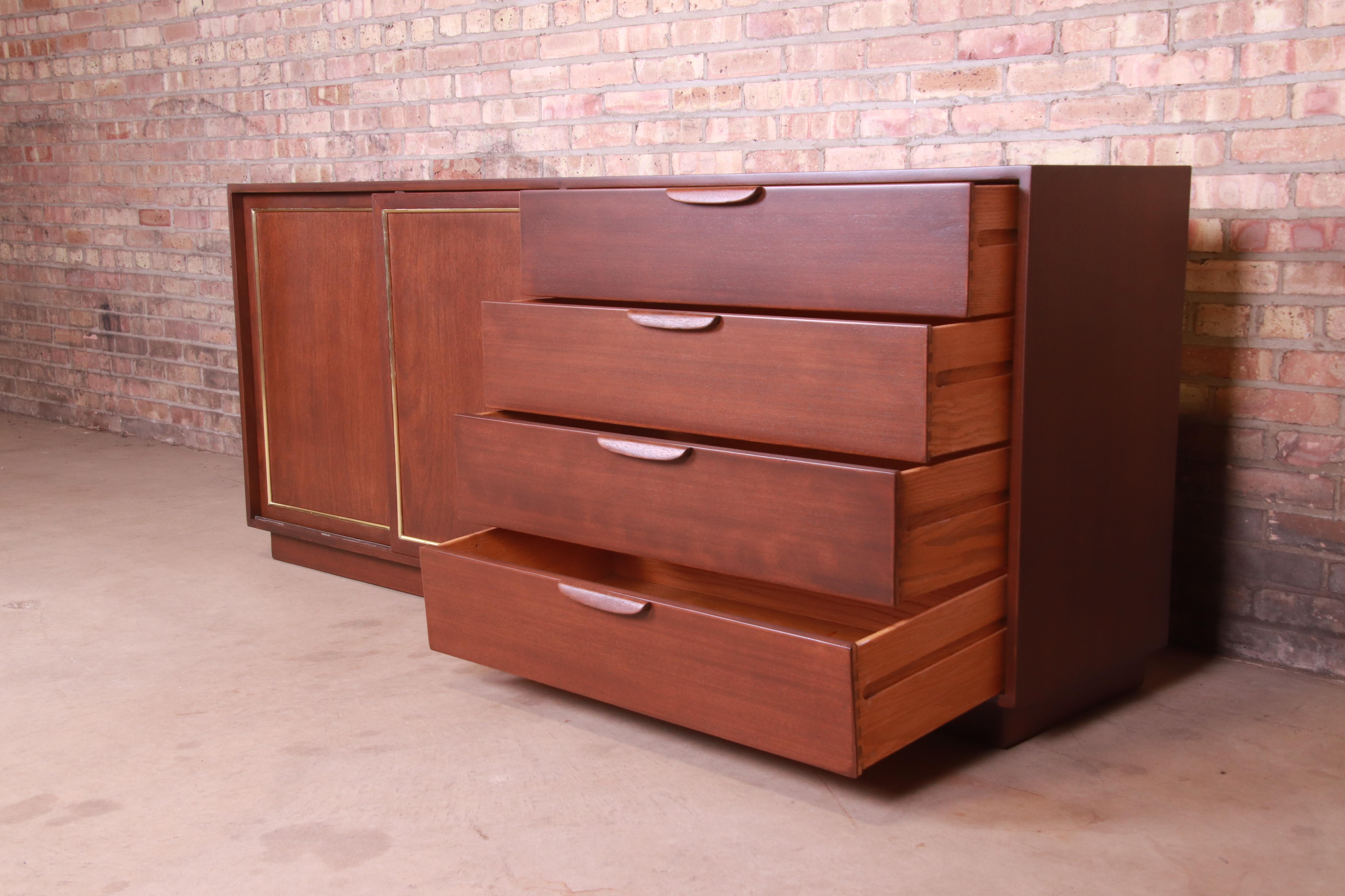 Harvey Probber Mahogany and Brass Sideboard Credenza, Newly Refinished 8
