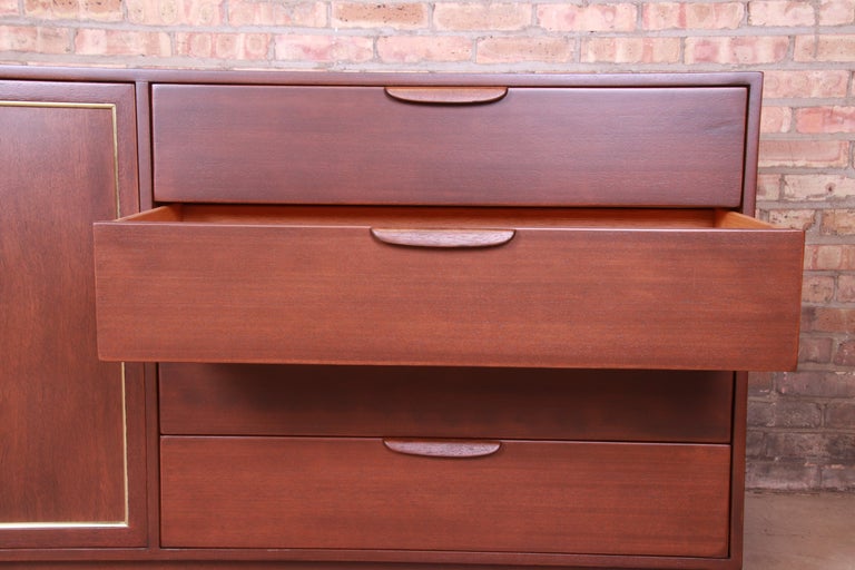 Harvey Probber Mahogany and Brass Sideboard Credenza, Newly Refinished 9