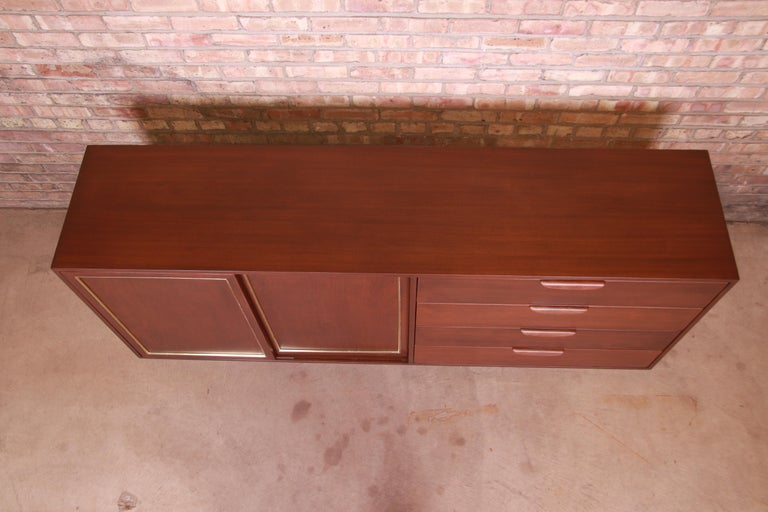 Harvey Probber Mahogany and Brass Sideboard Credenza, Newly Refinished 10