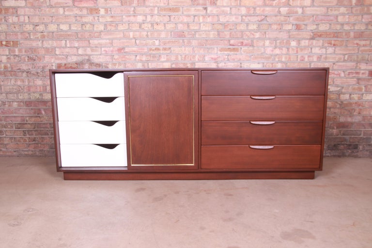 Harvey Probber Mahogany and Brass Sideboard Credenza, Newly Refinished 1