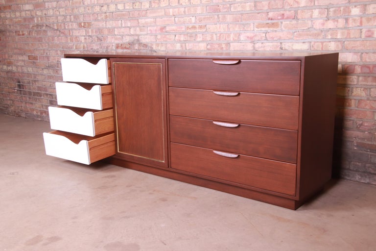 Harvey Probber Mahogany and Brass Sideboard Credenza, Newly Refinished 2