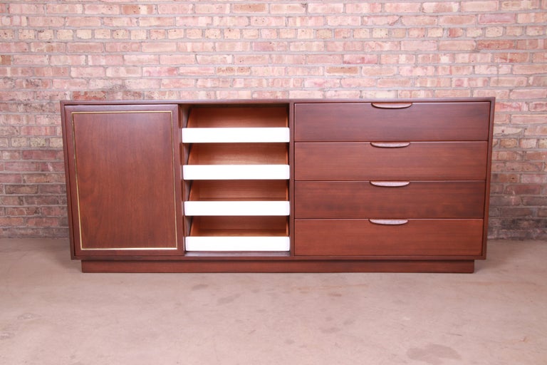 Harvey Probber Mahogany and Brass Sideboard Credenza, Newly Refinished 3