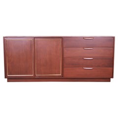 Harvey Probber Mahogany and Brass Sideboard Credenza, Newly Refinished
