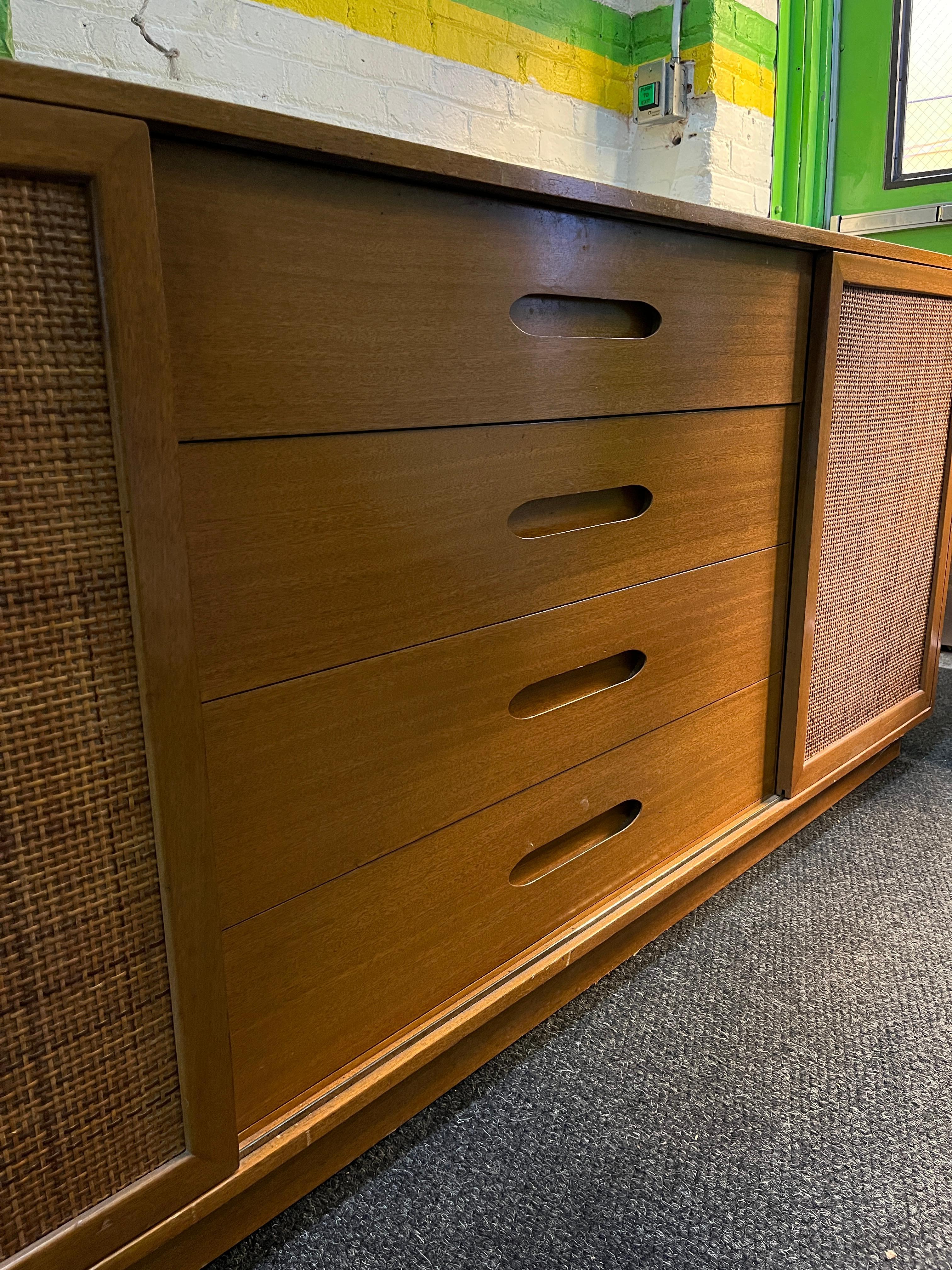 Harvey Probber Mahogany and Cane Credenza, 1970s (Signed) In Good Condition For Sale In Brooklyn, NY