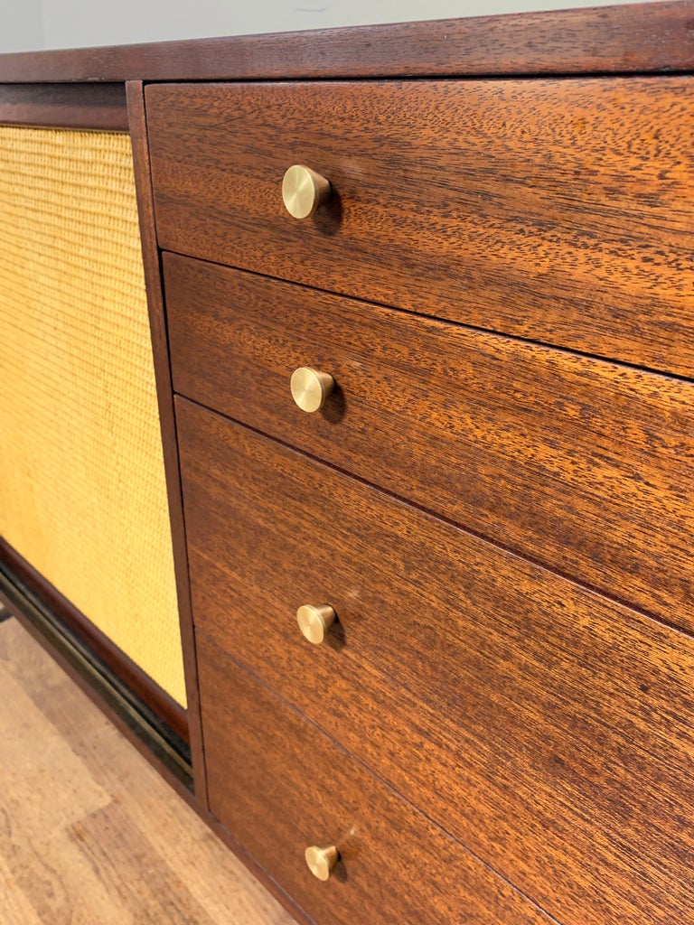 Mid-Century Modern Harvey Probber Mahogany and Cane Front Credenza, Circa 1950s For Sale
