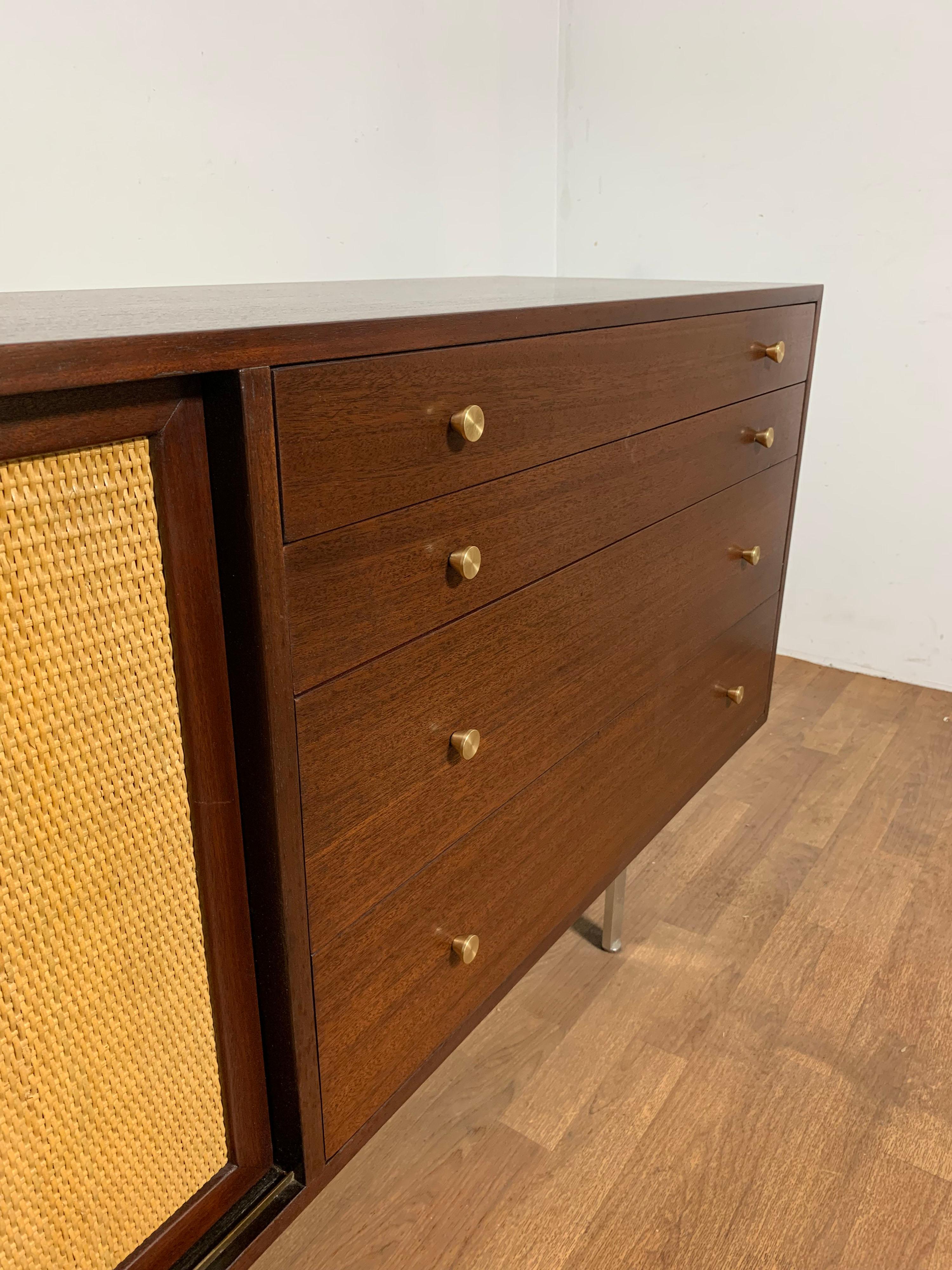 Harvey Probber Mahogany and Cane Front Credenza, Circa 1950s In Good Condition For Sale In Peabody, MA