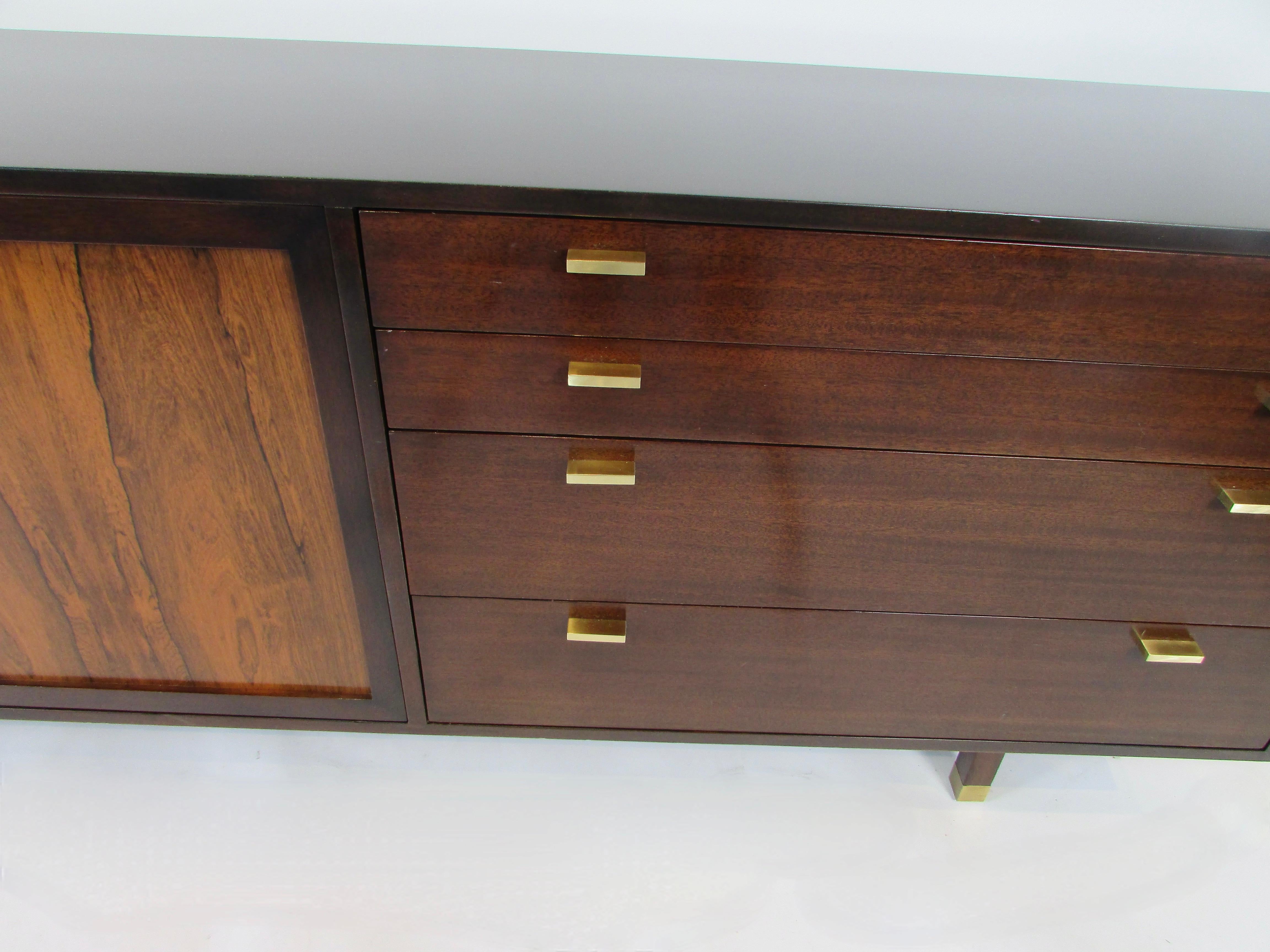 Harvey Probber Mahogany Credenza With sliding Rosewood Doors and Drawers For Sale 8