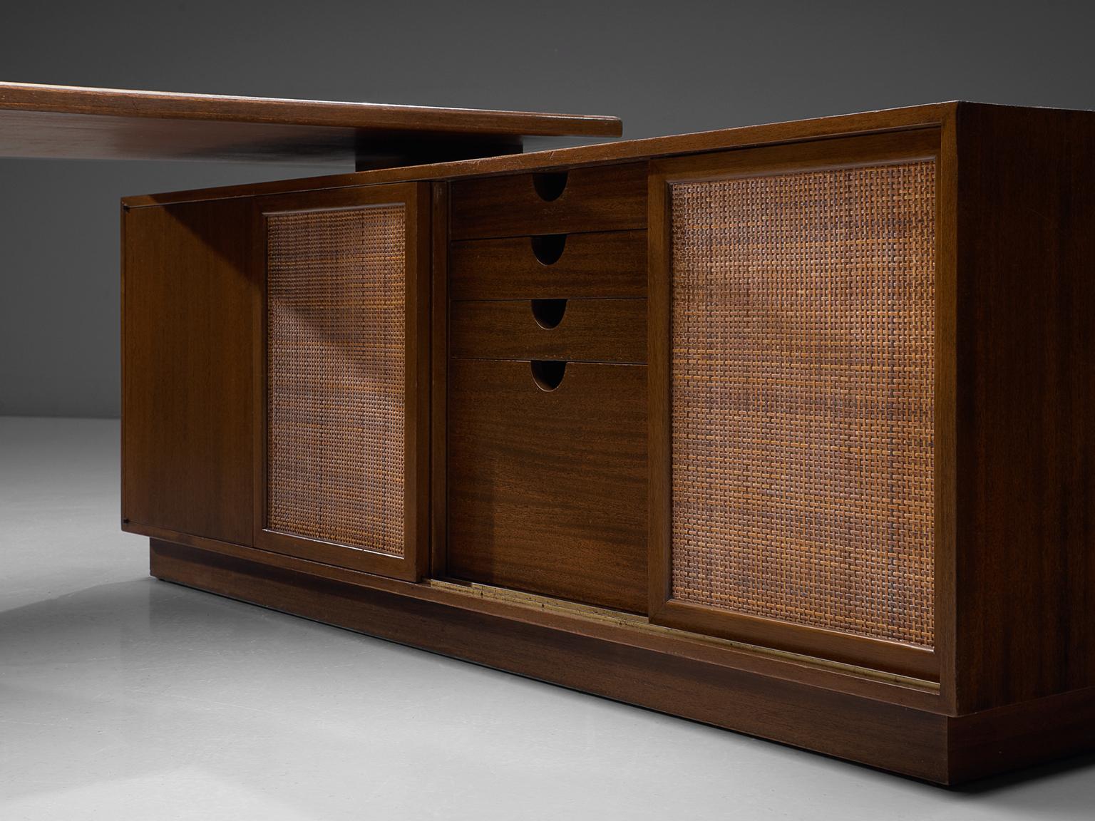 Mid-20th Century Harvey Probber Mahogany Desk with Storage Cabinet