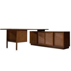 Harvey Probber Mahogany Desk with Storage Cabinet