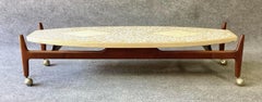 Harvey Probber Marble, Terrazzo, Travertine & Walnut Surfboard Coffee Table MCM