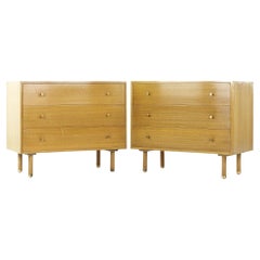 Harvey Probber Mid Century Bleached Mahogany 3 Drawer Chest, Pair