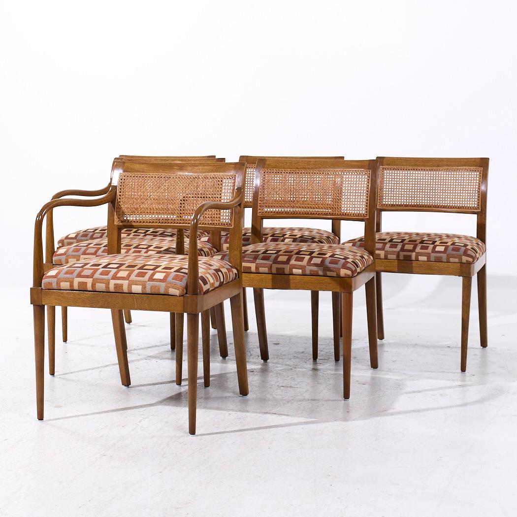 Mid-Century Modern Harvey Probber Mid Century Bleached Mahogany and Cane Dining Chairs - Lot de 6 en vente