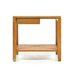 Harvey Probber Mid Century Bleached Mahogany and Cane Side Table