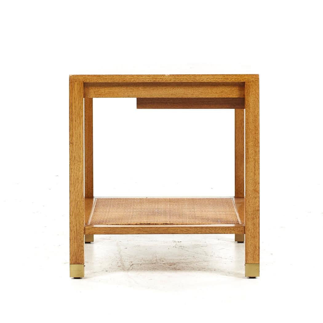 Late 20th Century Harvey Probber Mid Century Bleached Mahogany and Cane Side Table For Sale