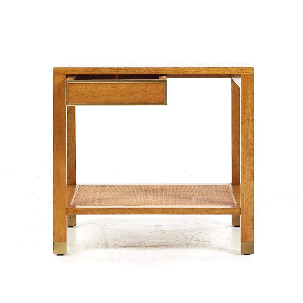 Harvey Probber Mid Century Bleached Mahogany and Cane Side Table For Sale 2