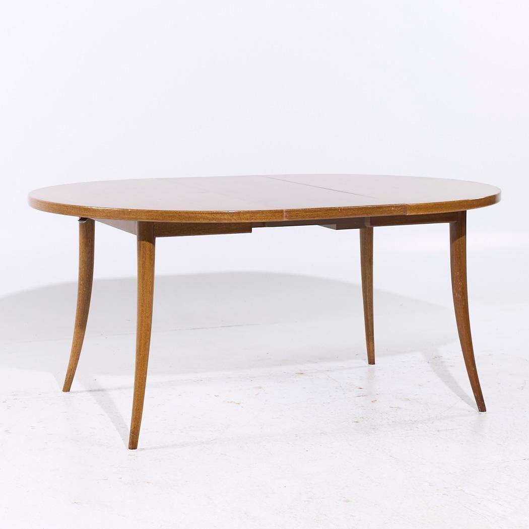Mesa de comedor extensible de patas de sable de caoba blanqueada de mediados de siglo Harvey Probber en venta 3
