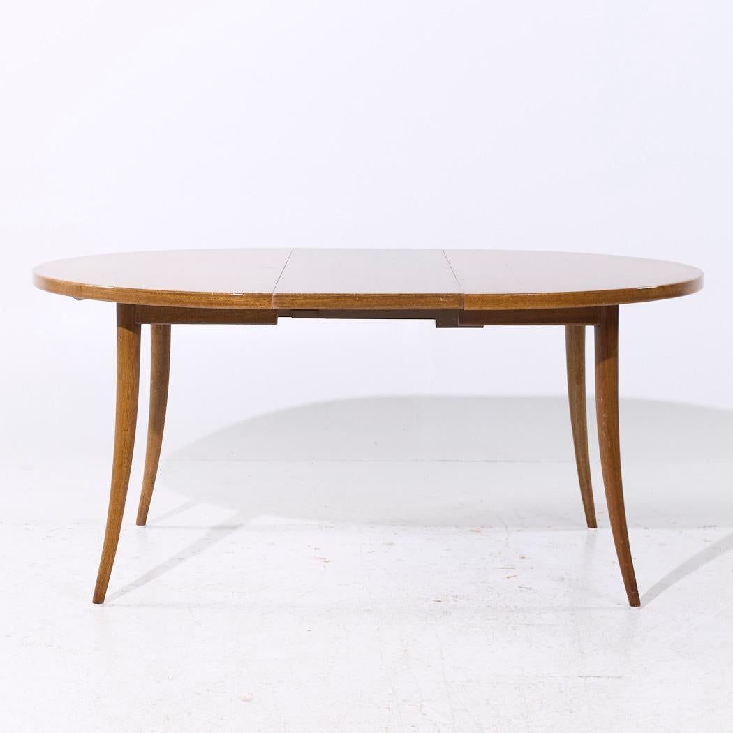 Mesa de comedor extensible de patas de sable de caoba blanqueada de mediados de siglo Harvey Probber en venta 4