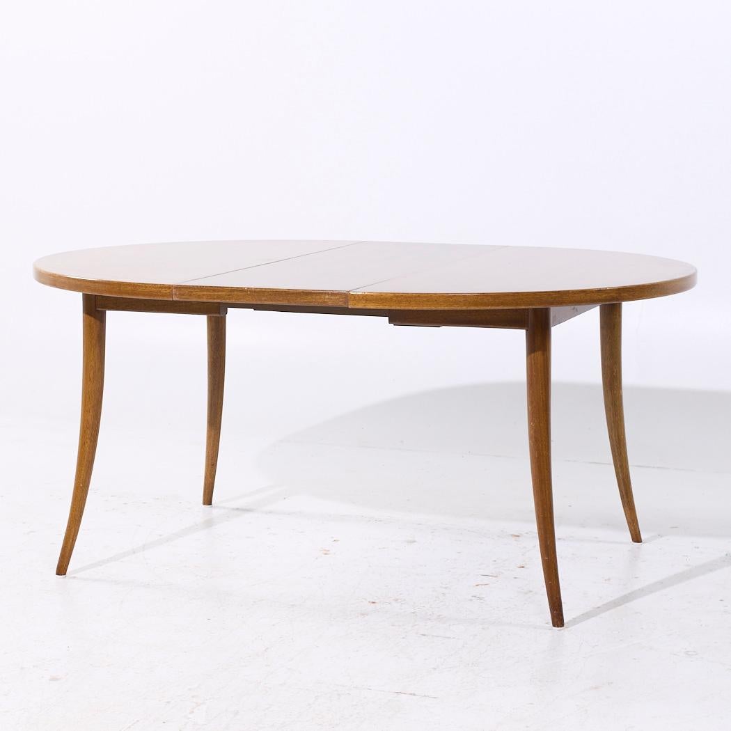 Mesa de comedor extensible de patas de sable de caoba blanqueada de mediados de siglo Harvey Probber en venta 5