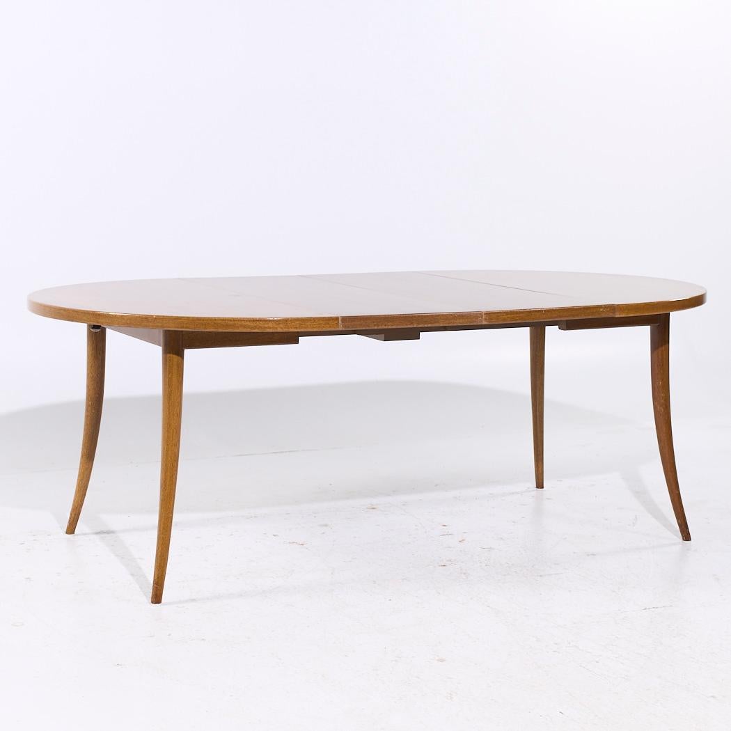 Mesa de comedor extensible de patas de sable de caoba blanqueada de mediados de siglo Harvey Probber en venta 6