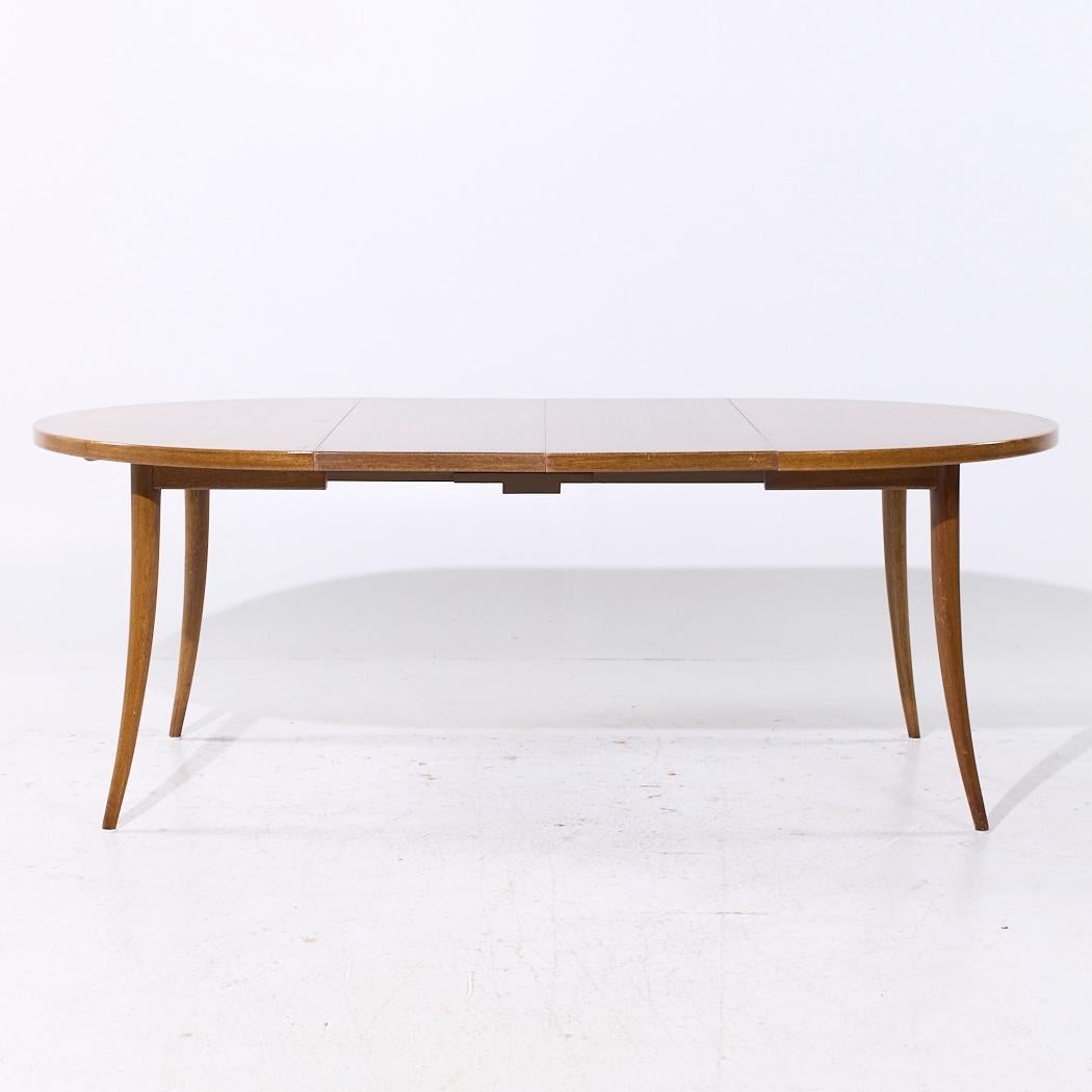 Mesa de comedor extensible de patas de sable de caoba blanqueada de mediados de siglo Harvey Probber en venta 7