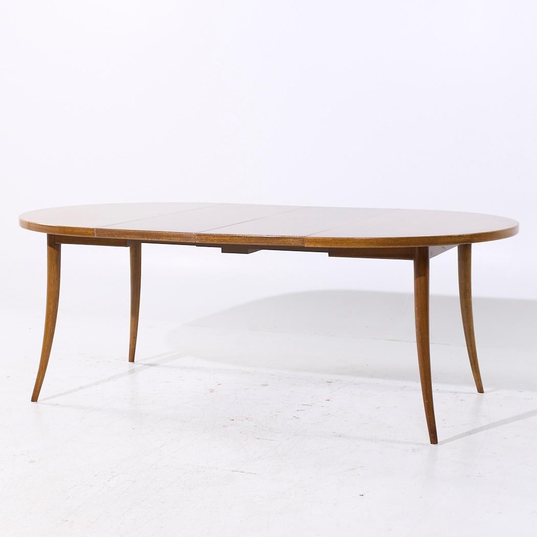 Mesa de comedor extensible de patas de sable de caoba blanqueada de mediados de siglo Harvey Probber en venta 8
