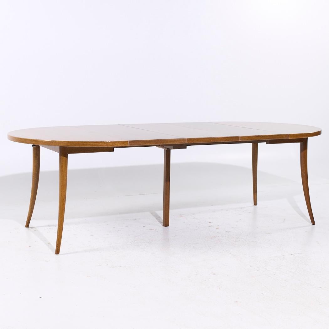Mesa de comedor extensible de patas de sable de caoba blanqueada de mediados de siglo Harvey Probber en venta 9