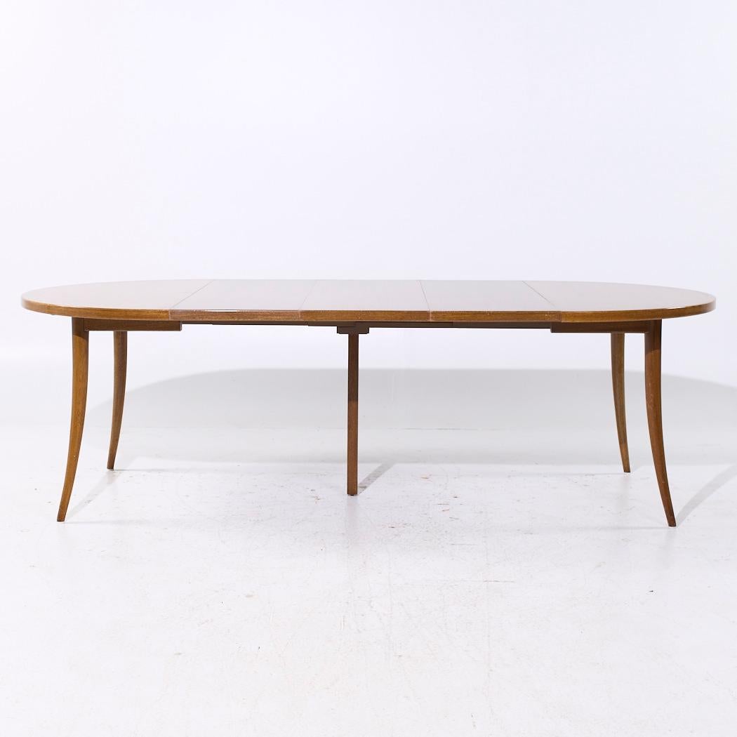 Mesa de comedor extensible de patas de sable de caoba blanqueada de mediados de siglo Harvey Probber en venta 10