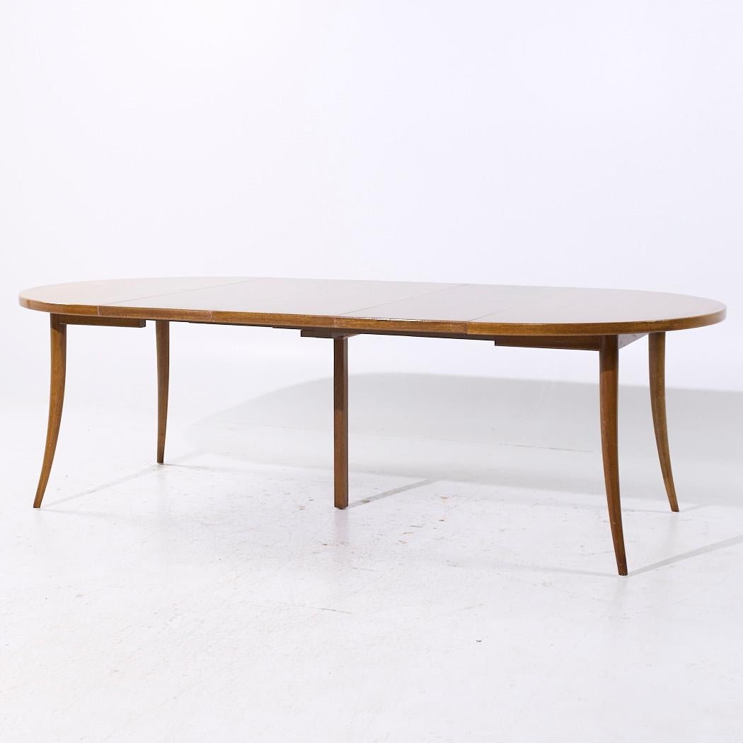 Mesa de comedor extensible de patas de sable de caoba blanqueada de mediados de siglo Harvey Probber en venta 11