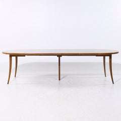 Harvey Probber Mid Century Bleached Mahogany Expanding Saber Leg Dining Table