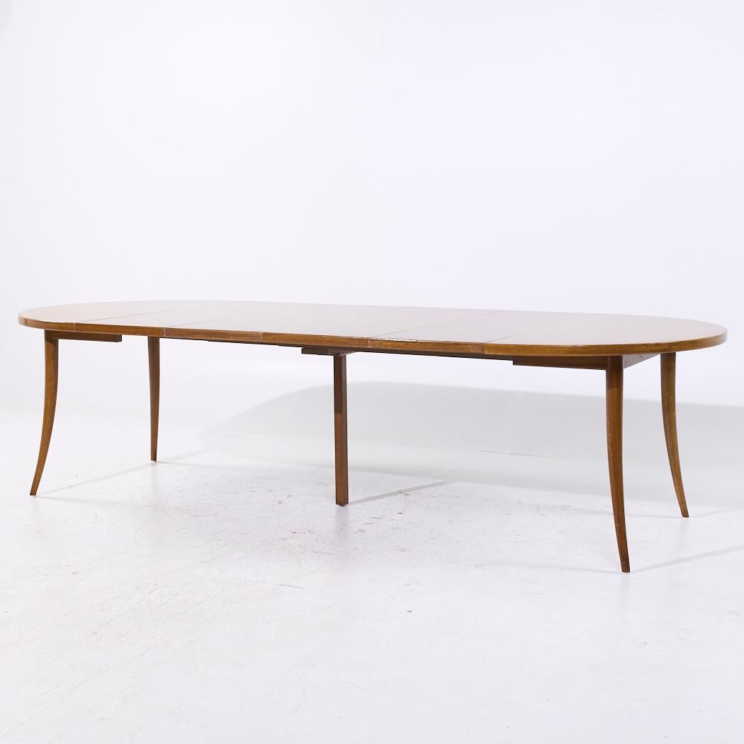 Mesa de comedor extensible de patas de sable de caoba blanqueada de mediados de siglo Harvey Probber Moderno de mediados de siglo en venta