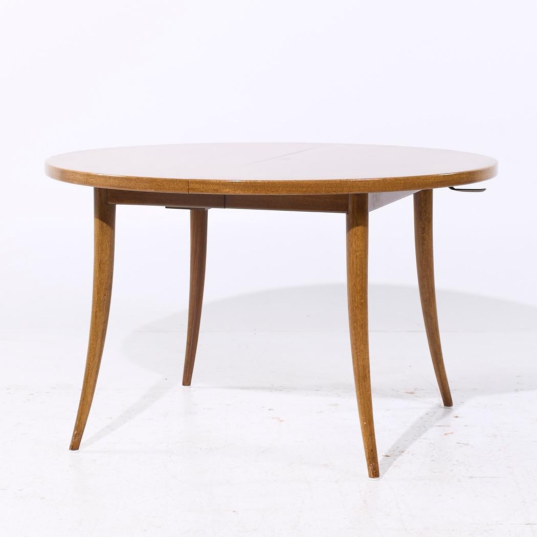 Mesa de comedor extensible de patas de sable de caoba blanqueada de mediados de siglo Harvey Probber finales del siglo XX en venta