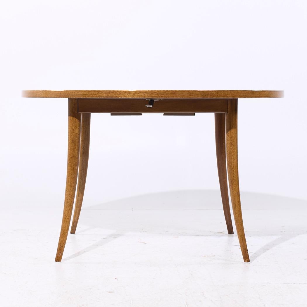 Mesa de comedor extensible de patas de sable de caoba blanqueada de mediados de siglo Harvey Probber Caoba en venta