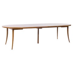 Harvey Probber Mid Century Bleached Mahogany Expanding Saber Leg Dining Table