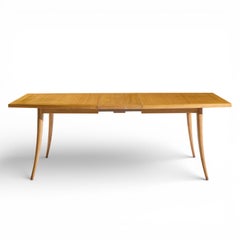 Harvey Probber Mid Century Bleached Mahogany Saber Leg Dining Table with 1 Leaf