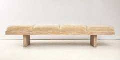 Harvey Probber Midcentury Cerused Oak/Shearling Bench, Signed