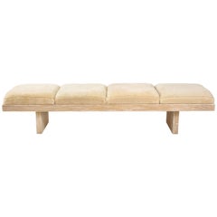 Harvey Probber Midcentury Cerused Oak/Shearling Bench, Signed