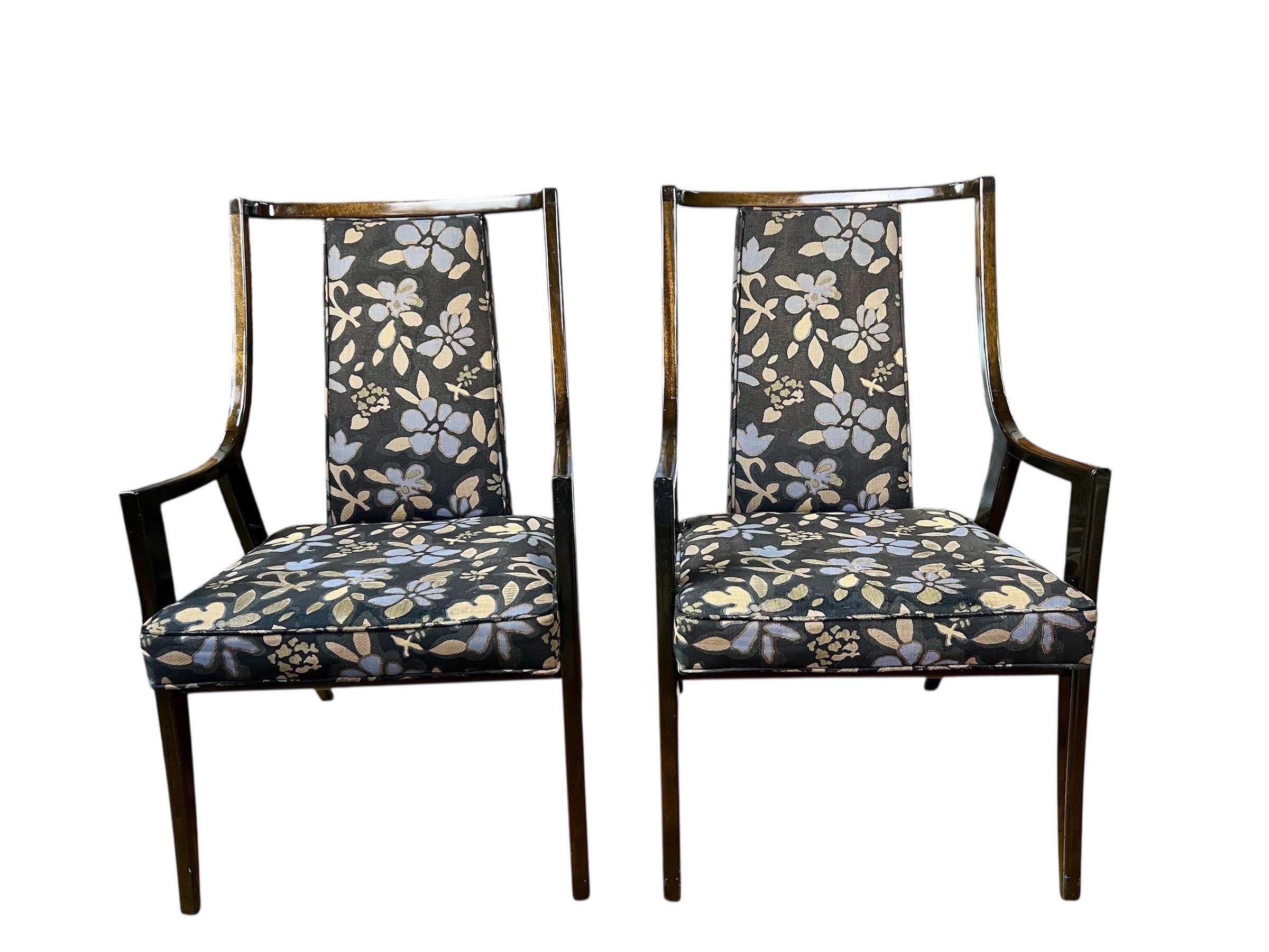 This is a fantastic set of four mid-century Harvey Probber chairs, featuring two captain chairs and two armless chairs.

Armless chairs measurements are: 
38” H 19.75” W  18.25” D