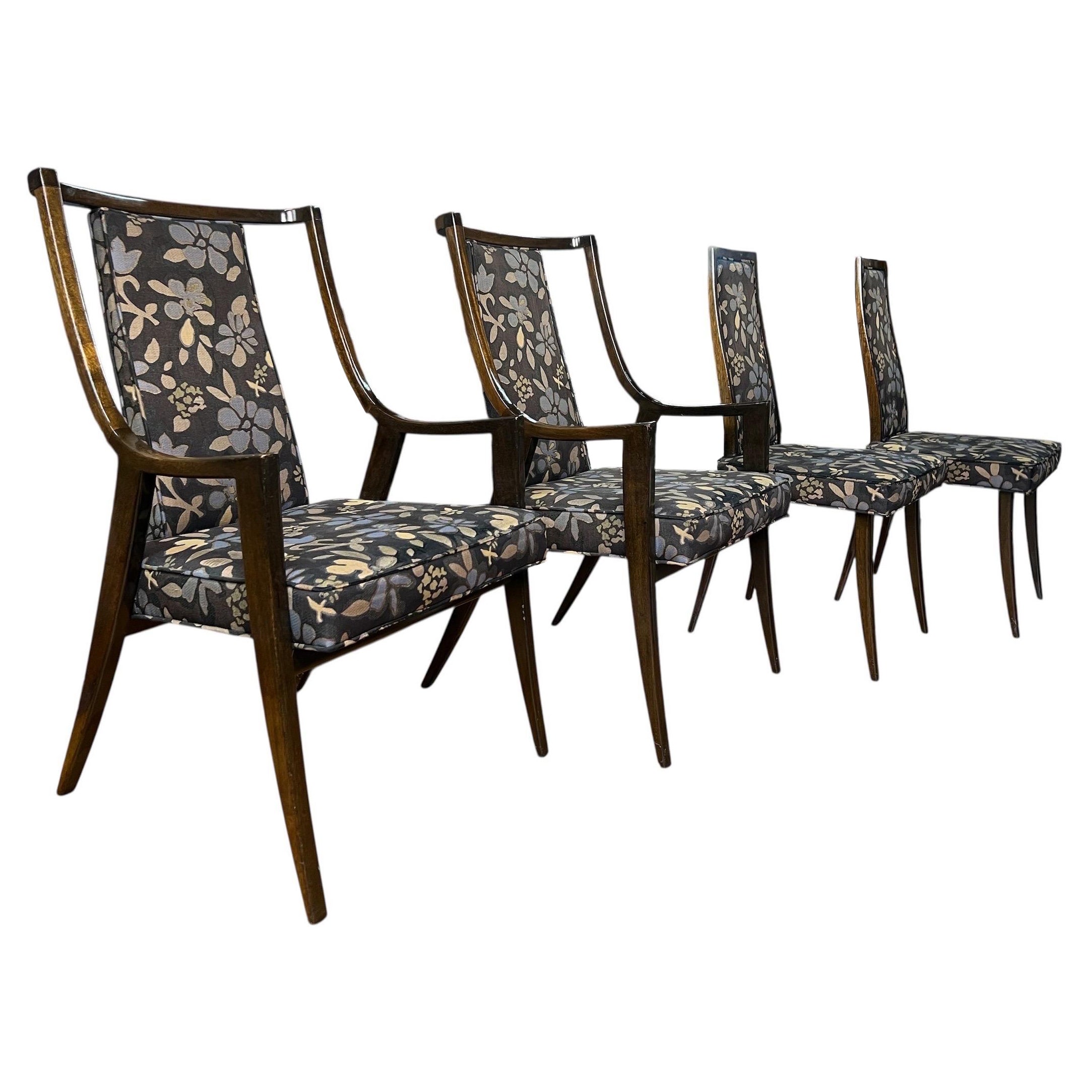Harvey Probber Mid Century Ebonized Mahogany Dining Chairs - Set of 4 For Sale