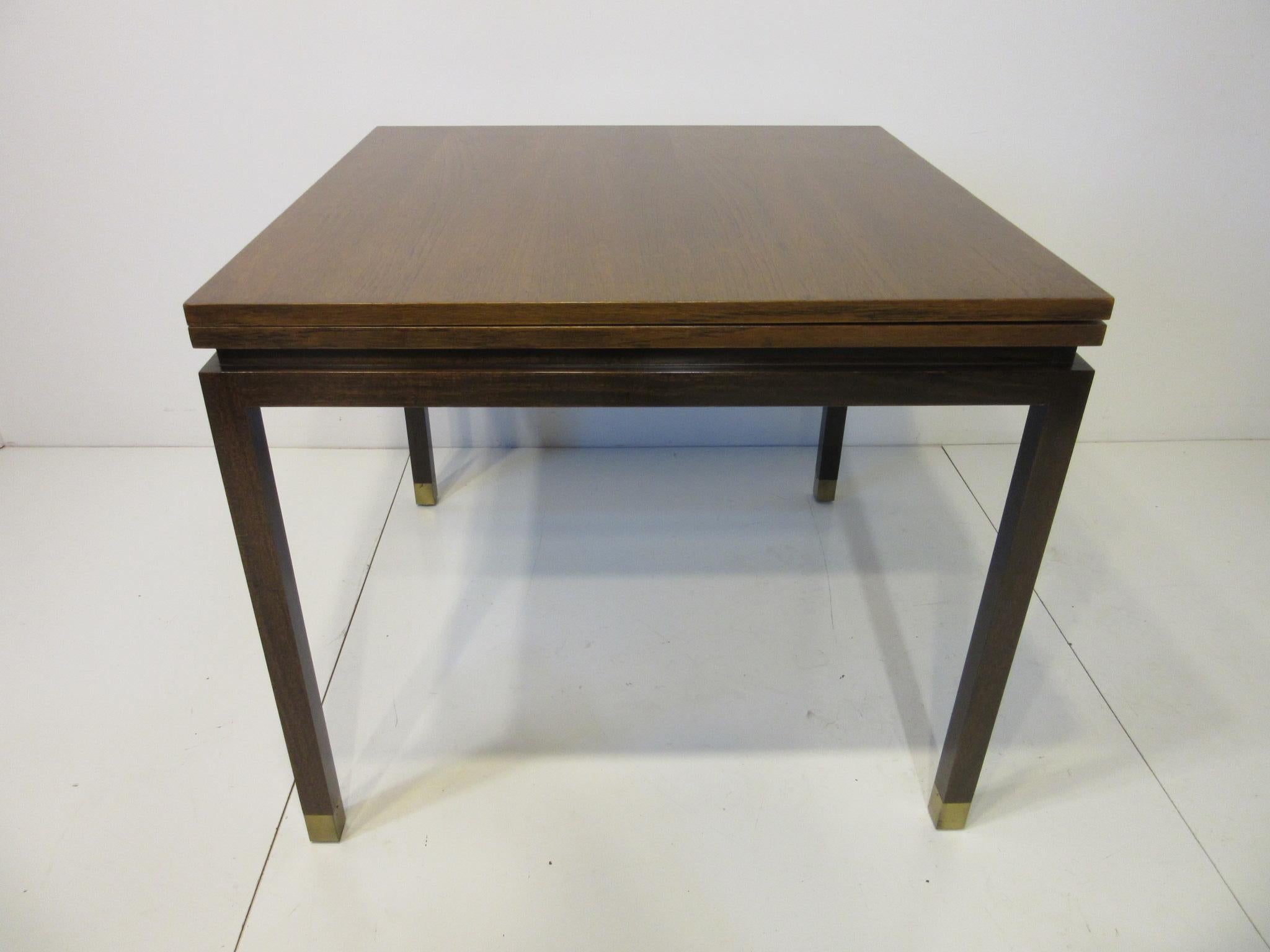 A very versatile dining / game table with a flip top that can be used in a tight or smaller sized area with the closed dimensions of the top at 34