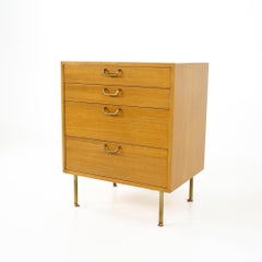 Harvey Probber Mid Century Mahogany and Brass 4 Drawer Dresser Chest