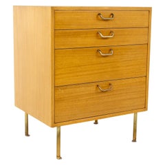 Vintage Harvey Probber Mid Century Mahogany and Brass 4 Drawer Dresser Chest