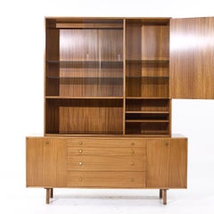 Harvey Probber Mid Century Mahogany and Brass Credenza and Hutch