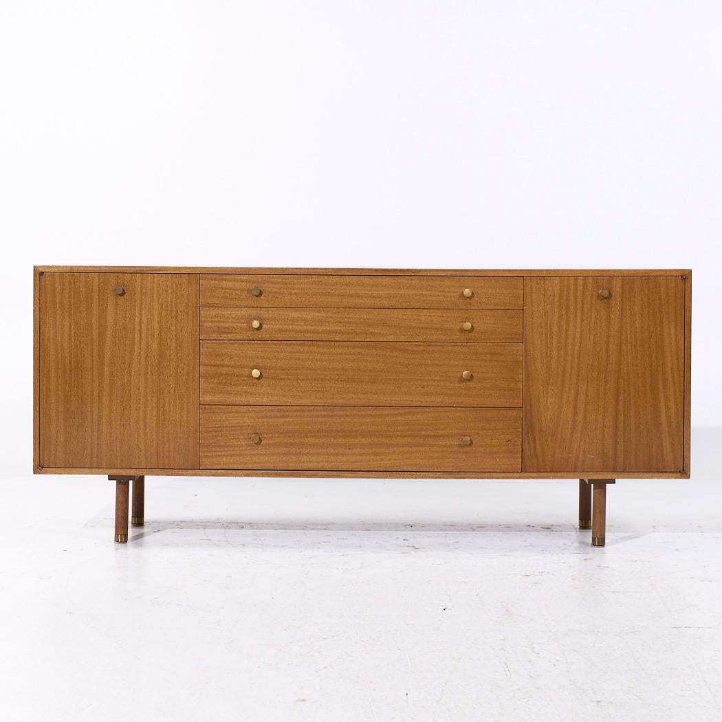Credenza e credenza in ottone e mogano di Harvey Probber, metà del secolo scorso In condizioni buone in vendita a Countryside, IL