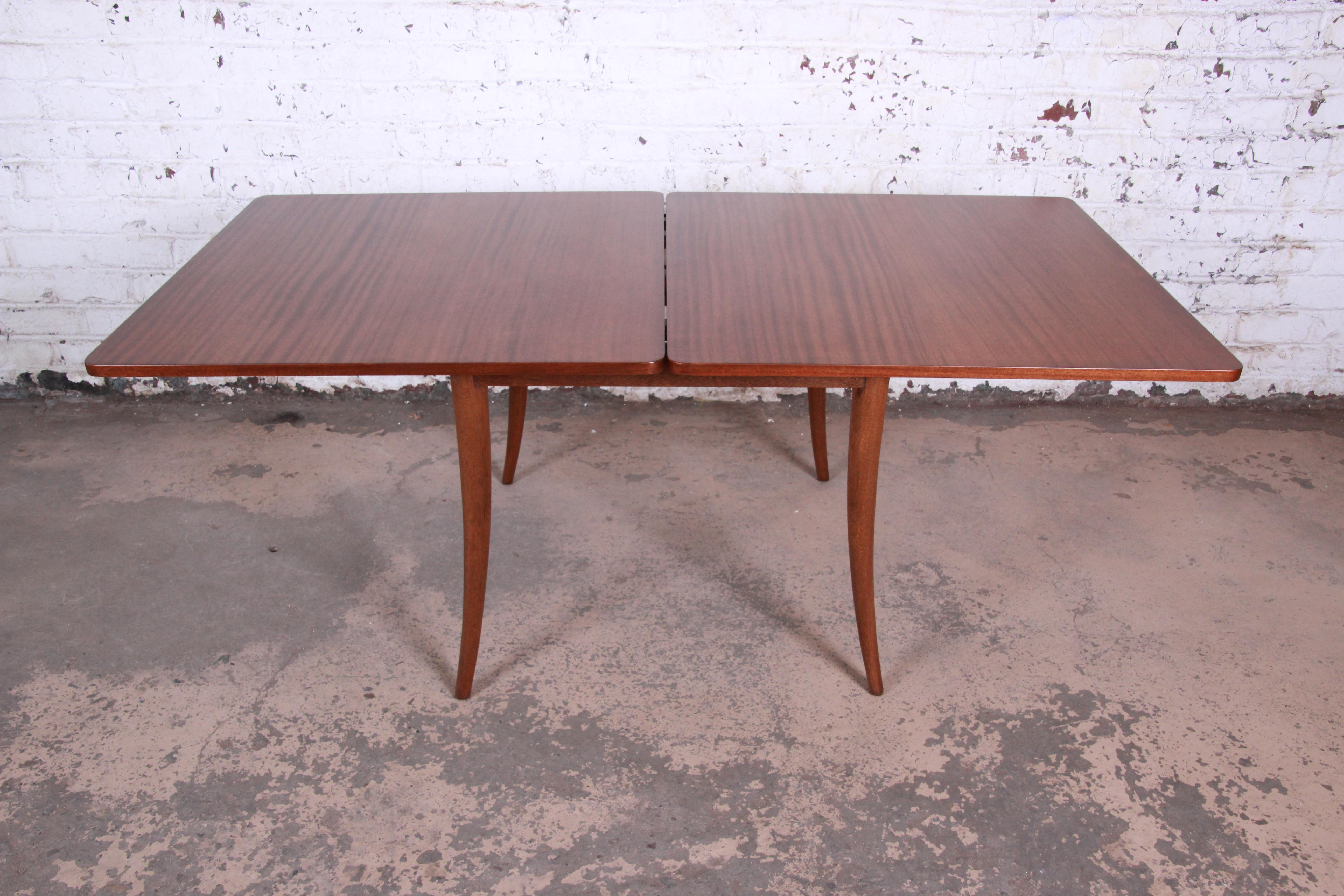 Harvey Probber Midcentury Mahogany Saber Leg Flip Top Extension Dining Table 1