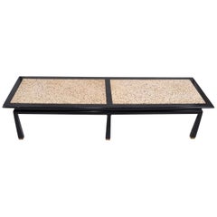 Vintage Harvey Probber Mid-Century Modern Asian Style Travertine and Brass Coffee Table